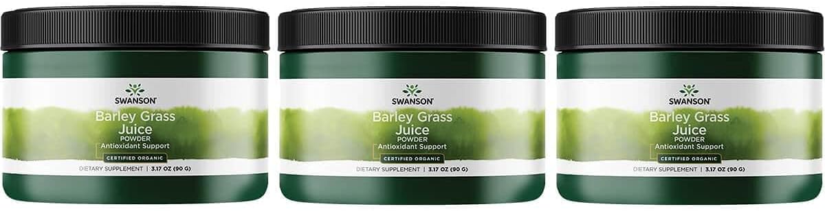 Swanson Certified Organic Barley Grass Juice Powder 3.17 Ounce (90 G) Pwdr (3 Pack)