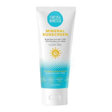 Fresh Monster Daily Kids Sunscreen, Spf 30 Uva/Uvb, Clear Non-Nano Zinc Oxide Mineral Sunscreen, Face & Body Sunscreen, Reef Safe, Hypoallergenic Sunscreen For Kids