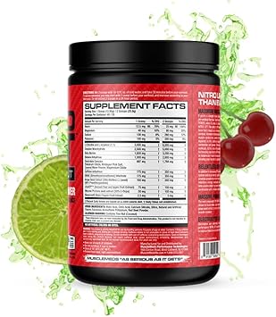 Musclemeds Nitro Lift Pre Workout Enhance Endurance And Muscle Performance, Cherry Lime, 40 Servings