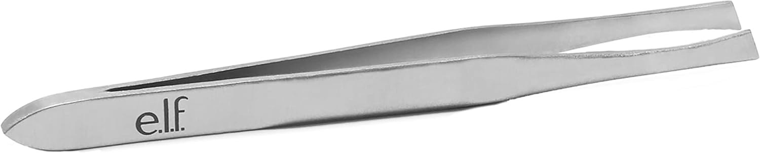 E.L.F. Slant Tweezer, Professional Quality Stainless Steel, Provides A Strong Grip, Removes Hairs Accurately, Shapes, Defines, Easy To Use, Ergonomically-Designed