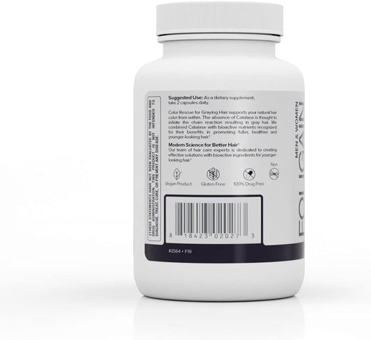 Foligain Color Rescue Supplement For Graying Hair, Healthy Hair Supplement, Biotin Supplement, 60 Count