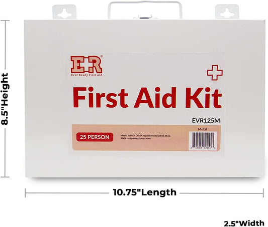 Ever Ready First Aid 107 Piece 25 Person First Aid Kit With Metal Case, Osha Compliant