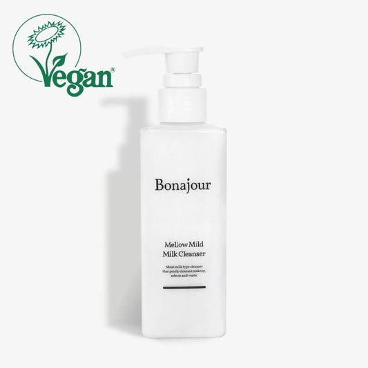 Bonajour Mellow Mild Moisture Milk Cleanser - Vegan Beauty Natural Face Wash For Sensitive Skin For Daily Face Washing 6.7 Fl. Oz