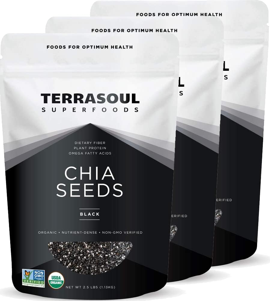 Terrasoul Superfoods Organic Black Chia Seeds, 7.5 Pounds (Pack Of 3), Bulk Size, Non-Gmo, Vegan, Gluten-Free