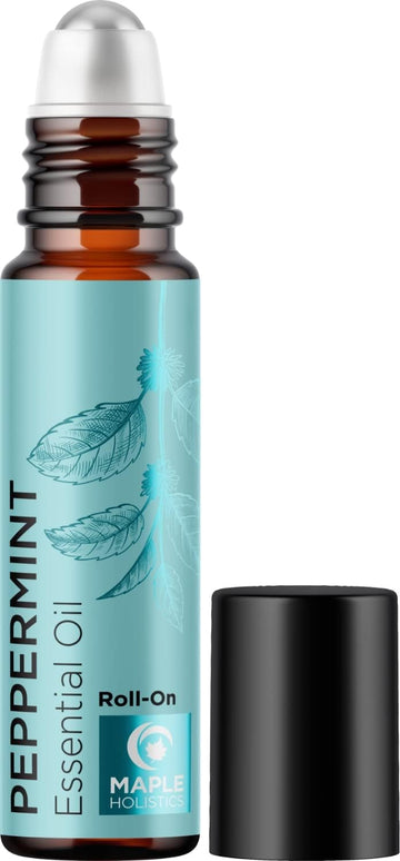 Peppermint Essential Oil Roll On - Pure Peppermint Oil Stick Travel Essentials With Aromatherapy Oil For Headaches - Pre-Diluted Natural Peppermint Oil Roll On For Energy Focus And Concentration