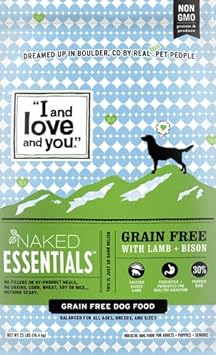 I and love and you Naked Essentials Dry Dog Food - Lamb + Bison - High Protein, Real Meat, No Fillers, Prebiotics + Probiotics, 23lb Bag