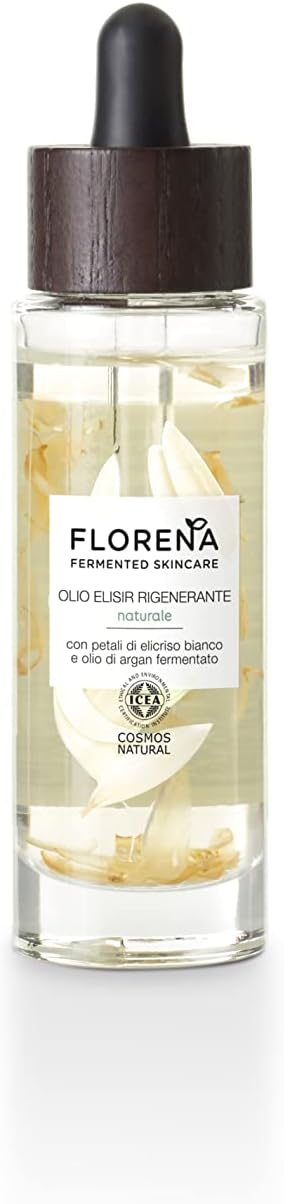 Florena Fermented Skincare Natural Regenerating Elisir Oil, Face Oil With White Elyra Petals & Fermented Organic Argan Oil, Vegan Face Moisturizing Oil, 30Ml