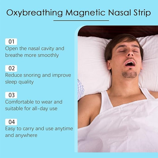 Anti-Snoring Magnetic Nasal Strips – Skin-Safe Nose Tape for Better Breathing, Sleep, and Sports Performance