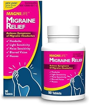 MagniLife Migraine Relief, Fact-Acting, Relieve Throbbing, Pulsating, Stabbing Headache, Ease Nausea, Light & Noise Sensitivity, and Blurred Vision - 90 Tablets : Health & Household