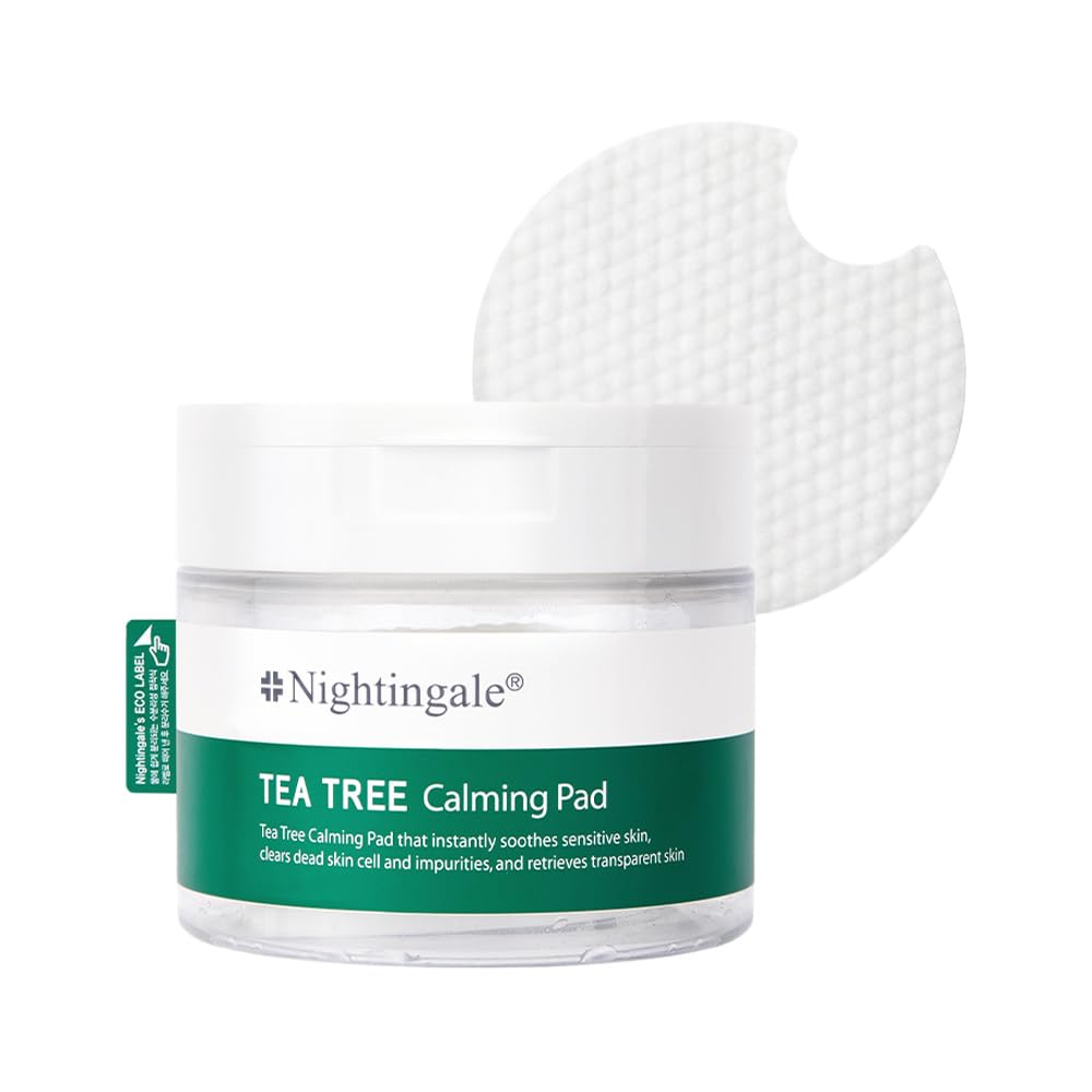 Nightingale Teatree Calming Pads, Facial Toner Pads With Tea Tree & Pha, Low Ph Daily Toner Pads, Soothing For Sensitive & Irritated Skin, Hypoallergenic, Vegan Pads, Korean Skin Care