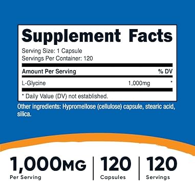 Nutricost L-Glycine 1000mg, 120 Capsules, Vegetarian, Non-GMO and Gluten Free