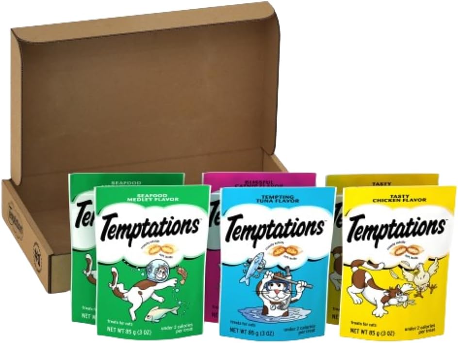 Temptations Classic Crunchy And Soft Cat Treats Feline Favorites Variety Pack, 3 Oz. Pouches, Pack Of 6