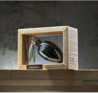 Glass Olive "Spanish Association Against Cancer" Iconic Olive Shaped Bottle Of Evoo Chamomile Cacereña