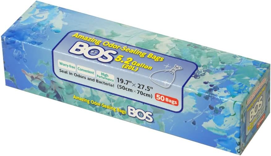 Bos Amazing Odor Sealing Disposable Bags For Commode Liners, Adult Diapers Or Any Sanitary Product - Durable & Unscented (50 Bags) [5.2 Gallon/20L, Color: Black]