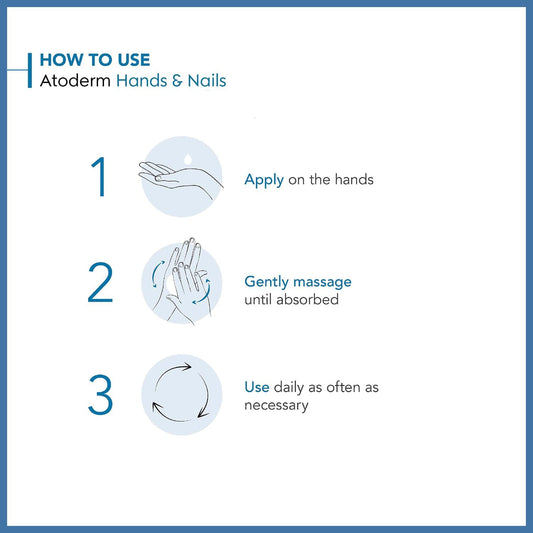 Bioderma Atoderm Hand & Nails Cream - Ultra Repairing & Nourishing Hand Cream & Nail Strengthener, Protect & Hydrate Very Dry & Sensitive Skin, 50Ml