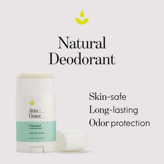 Attn: Grace Aluminum-Free Deodorant - All Natural Long Lasting And All Day Odor And Sweat Protection - No Harsh Chemicals, Vegan, Baking Soda Free, And Cruelty-Free (Unscented)