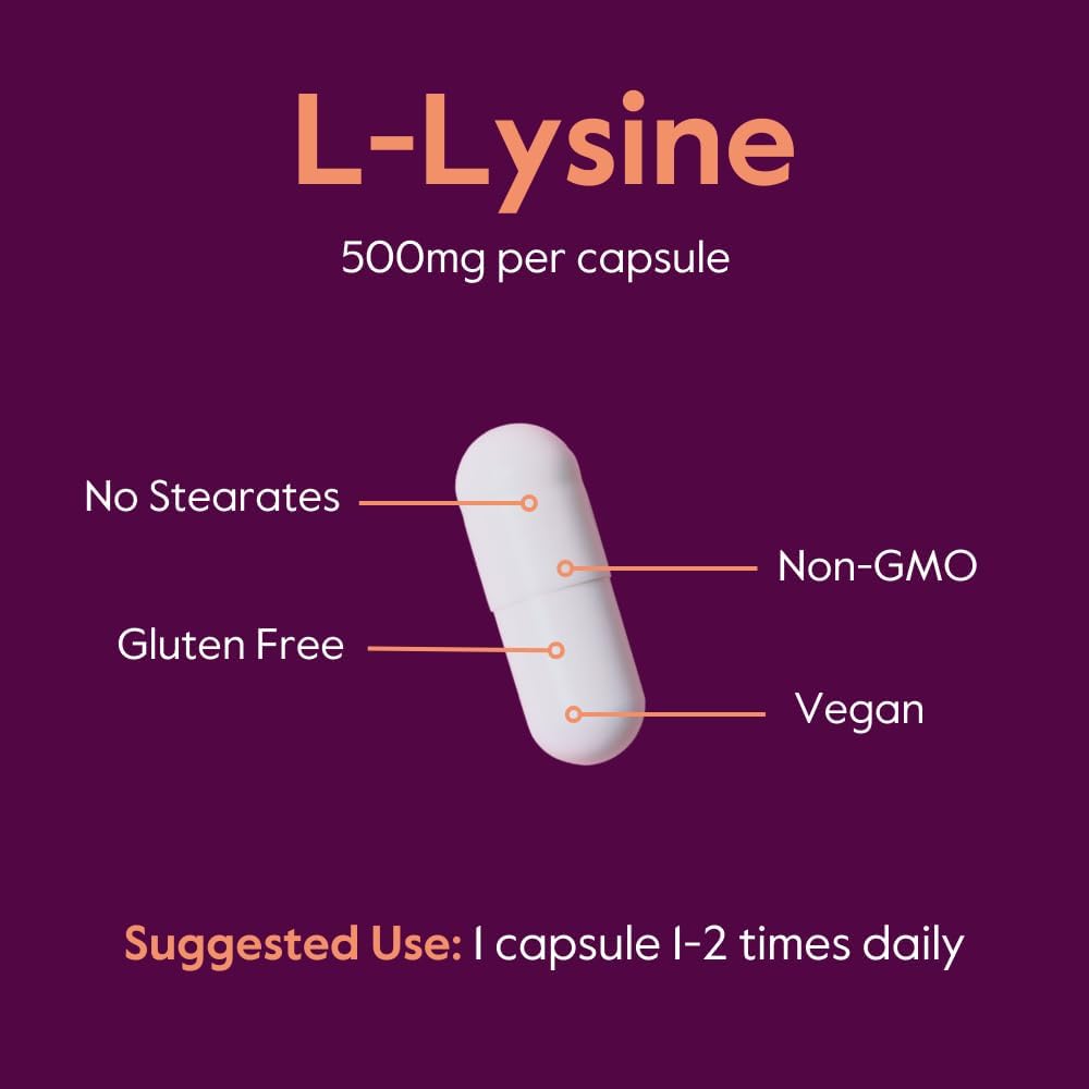 Bestvite L-Lysine 500Mg Per Capsule (240 Vegetarian Capsules) - No Stearates - No Fillers - No Flow Agents - Vegan - Non Gmo - Gluten Free - No Stearic Acid - No Dicalcium Phosphate : Health & Household