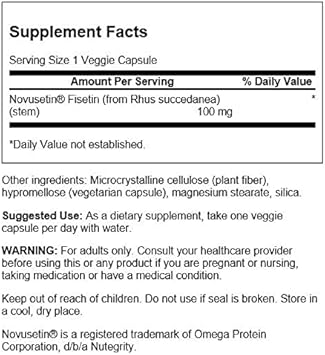 Swanson Fisetin Molecularly Similar to Apigenin, Luteolin, and Quercetin 100 Milligrams 30 Veg Capsules