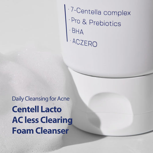 Sungboon Editor Centell Lacto Ac Less Clearing Foam Cleanser | Acne Face Wash For Oily Skin | Exfoliating Acne Treatmemt With Probiotics & Bha | Deep Pore Cleanser | Korean Skin Care