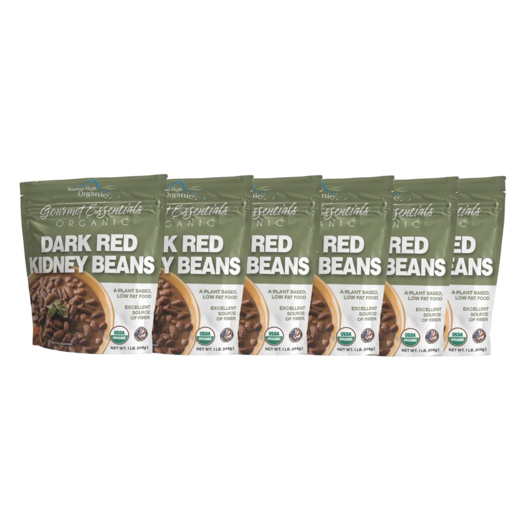 Mountain High Organics, Certified Organic Dark Red Kidney Beans, Pack of 6 1lb Bags