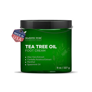 Majestic Pure Peppermint Foot Cream, Warming Cream - Calluses, Dry Cracked Feet, Hands, Heels, Elbow, Nails, And Knees - Softens & Moisturizes Skin - 8 Oz