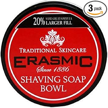 Three Packs Of Erasmic Shaving Soap Bowl 90G