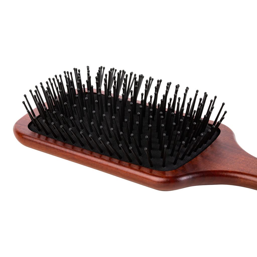 Acca Kappa Classic Paddle Hair Brush Regular Kotibé Wood Heat-Resistant Pom Pins Scalp-Massage Detangler
