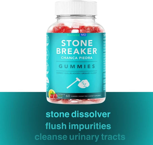 Holistic MD Stone Breaker Chanca Piedra 1,500mg Gummies Kidney Stones Cleanse Gallbladder Formula | Plus Cranberry Extract Might Help Urinary Tract Flush Impurities | Fast Absorption Sugar Free 60ct