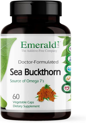 EMERALD LABS Sea Buckthorn - Dietary Supplement with Vitamins C, E & Omega 7 - Supports Adrenal, Energy, Skin & Immune Health - 60 Vegetable Capsules (30-Day Supply)