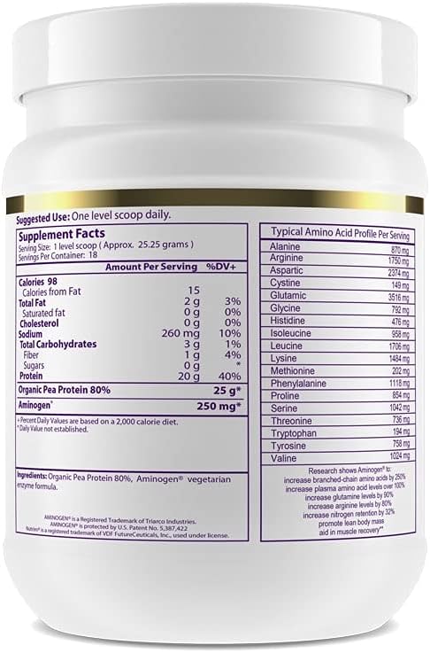 Paradise Herbs Pea Protein Powder, Organic, Keto, Paleo, Vegan, Non GMO, Gluten Free, Unflavored, 15 Servings, 450 G (15.87oz)