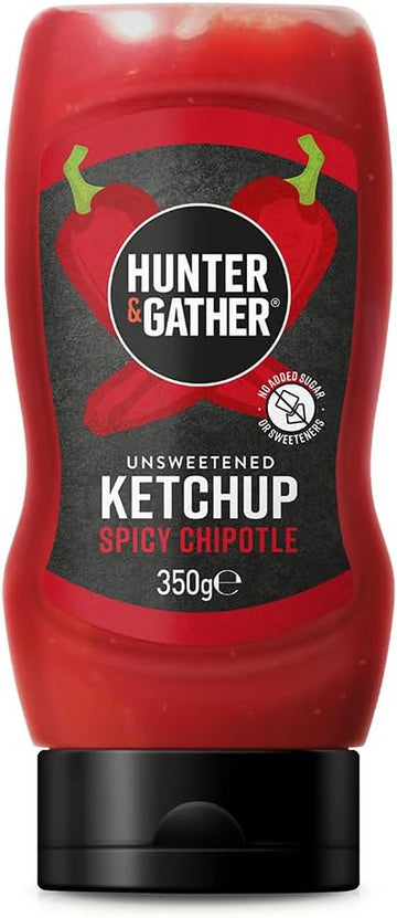 Hunter & Gather Unsweetened Spicy Ketchup Sauce | 350G Spicy Chipotle Ketchup Keto, Paleo, Low Carb & Vegan Friendly | Free From Added Sugar & Sweeteners