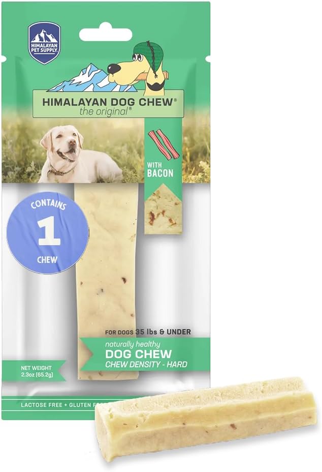 Himalayan Dog Chew Original Yak Cheese Dog Chew, Bacon, 1 Medium Stick, 2.3 Oz, Gluten Free, Healthy Dog Treats, Grain & Lactose Free 100% Natural, Long Lasting Dog Chews For Dogs Under 35 Lbs