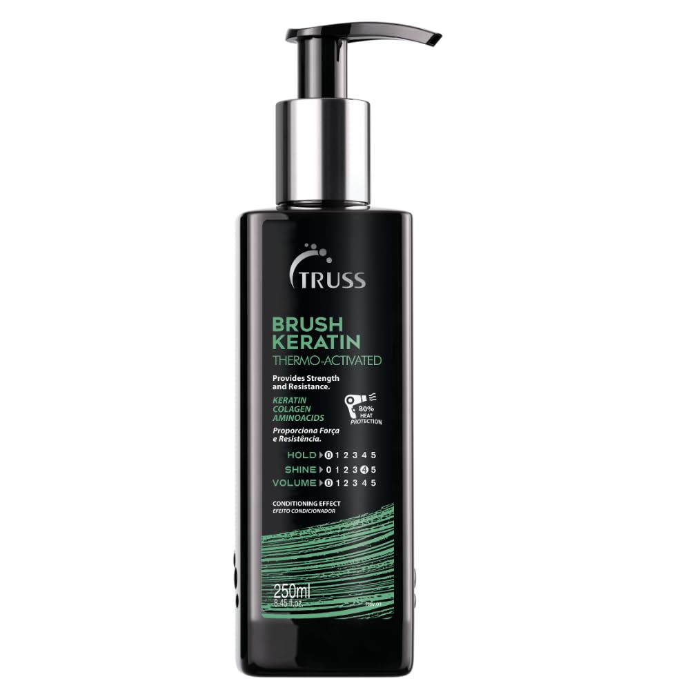 Truss Brush - Intensive Leave-In Hair Repair Treatment For Damaged Hair - Heat Activated With Keratin & Collagen Amino Acid Proteins - Thermal Protector That Controls Frizz; Restores Shine & Strength