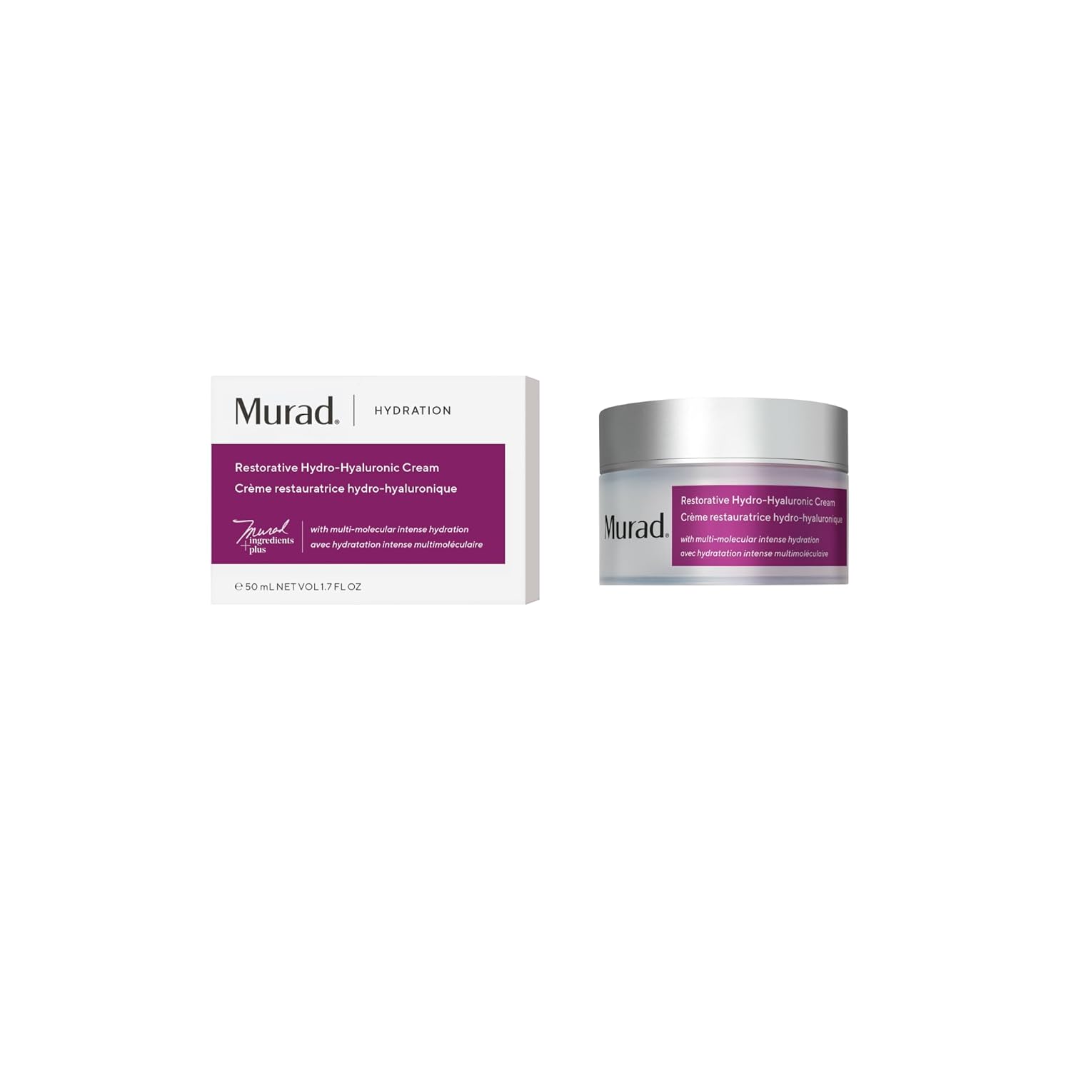 Murad Restorative Hydro-Hyaluronic Face Cream – Moisture-Boosting Formula With Hyaluronic Acid, Coconut Extract, Botanical Oils & Shea Butter For Lasting Hydration, Plump, & Smooth Skin - 1.7 Fl Oz