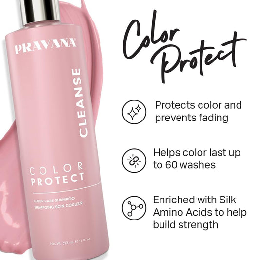 Pravana Color Protect Color Care Shampoo | Maintains Vibrant Color & Prevents Fading | For Color-Treated Hair | Enriched To Improve Manageability & Strength