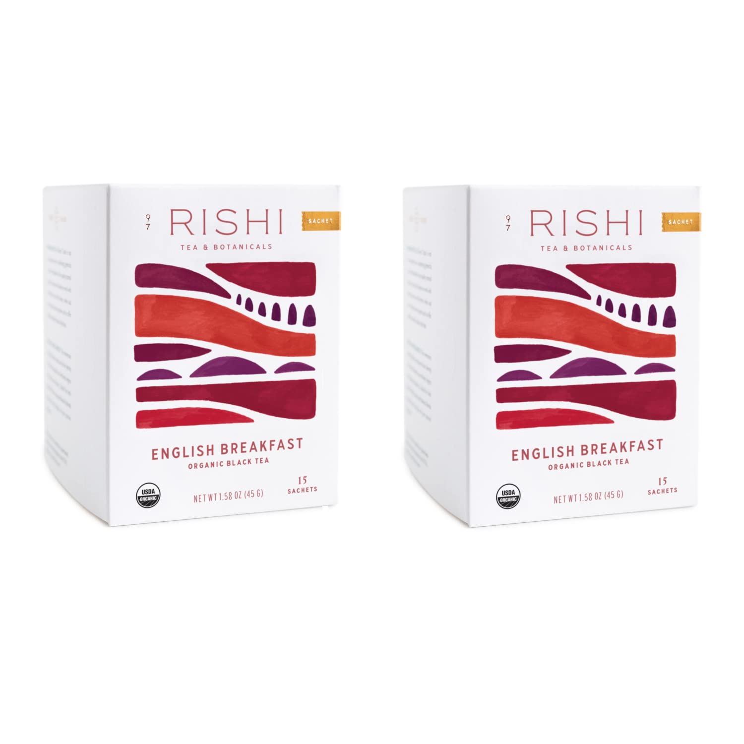 Rishi Tea English Breakfast Tea - Organic Black Tea Sachets, English Tea Bags, High Caffeinated Tea, Usda Organic, Certified Kosher, Herbal Morning Tea, Brisk & Sweet Black Tea - 15 Sachets