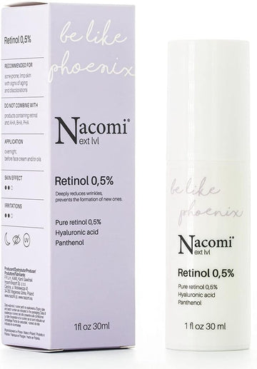 Nacomi Retinol Serum 0.5% Facial Serum Reduces Wrinkles, Improves Skin Tension And Elasticity And Relieves Discolouration 30 Ml