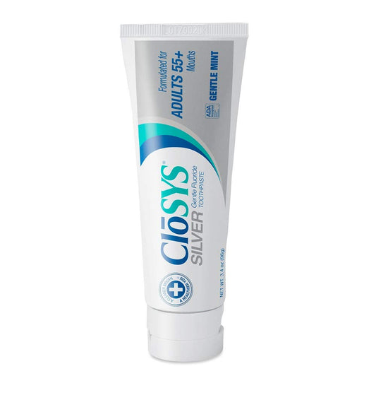 CloSYS Silver Fluoride Toothpaste for Adults 55+, Gentle Mint, Travel Size, TSA Compliant, pH Balanced, Enamel Protection, Sulfate Free 3.4 Ounce (Pack of 24)