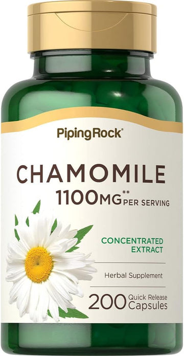 Piping Rock Chamomile Capsules 1100mg | 200 Pills | Extract Supplement | Gluten Free, Non-GMO