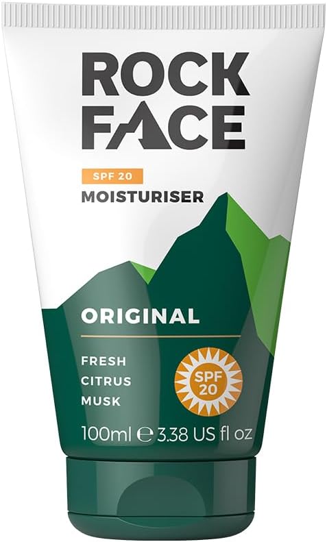 Rock Face Mens Moisturiser - Spf 20 Face Cream, Protect From Uva And Uvb Rays, 100Ml, Energising Skincare, Fast Absorbing & Non-Greasy, Fresh Citrus Scent