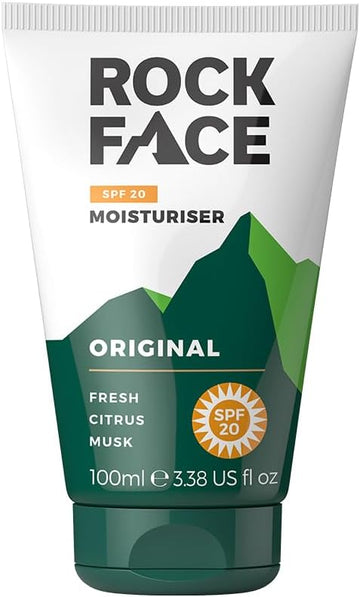 Rock Face Mens Moisturiser - Spf 20 Face Cream, Protect From Uva And Uvb Rays, 100Ml, Energising Skincare, Fast Absorbing & Non-Greasy, Fresh Citrus Scent