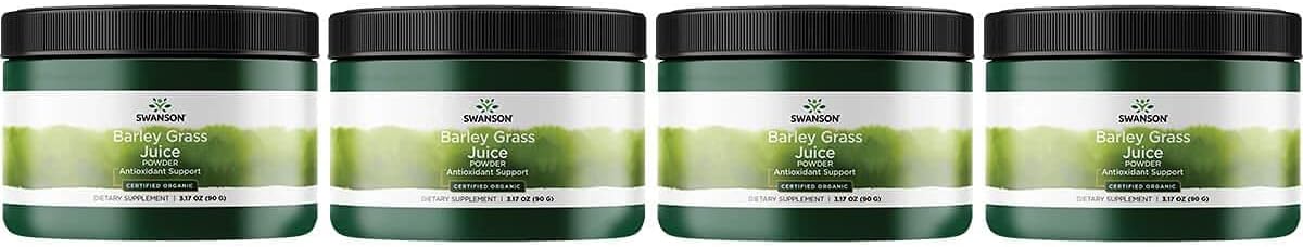 Swanson Certified Organic Barley Grass Juice Powder 3.17 Ounce (90 G) Pwdr (4 Pack)