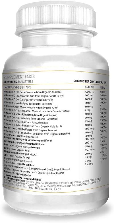 ACTIF Postnatal Vitamin with 25+ Organic Vitamins and Organic Herbs, Nursing and Lactation Supplement, Supports Baby's Brain Development, Non-GMO, Made in USA, 90 count : Health & Household