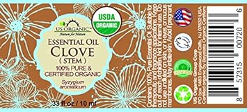 US Organic 100% Pure Clove Stem Essential Oil - USDA Certified Organic, Steam Distilled (10 ml)