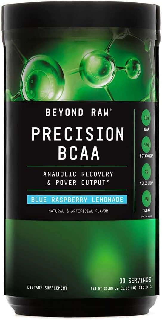 BEYOND RAW Precision BCAA Powder | Anabolic Recovery & Power Output | Blue Raspberry Lemonade | 30 Servings