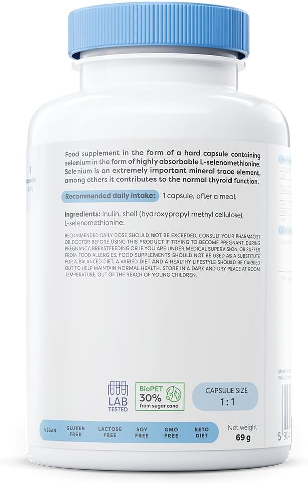 Osavi Selenium 200 µg – 180 Vegan Capsules | Highly Absorbable L–Selenomethionine | Supports Immune System, Thyroid Function & Normal Hair & Nails | Protects Cells from Oxidative Stress : Amazon.co.uk: Health & Personal Care