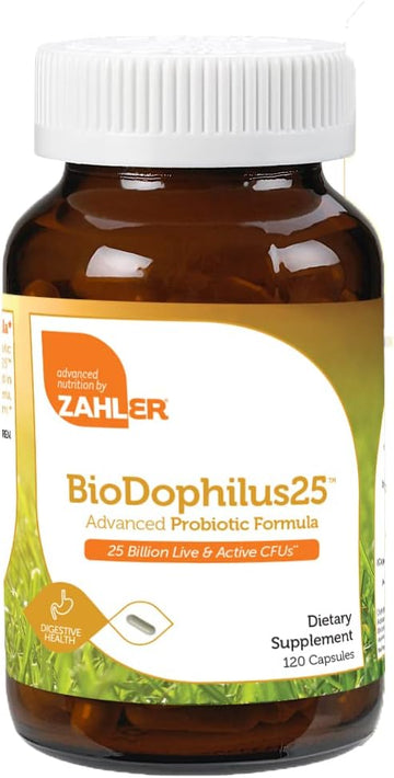 Advanced Nutrition By Zahler Probiotic Nutritional Supplement Capsules, Promotes Digestive Health, 25 Billion Live Culture Per Serving, Optimal Acidophilus For Women And Men, 120 Capsules