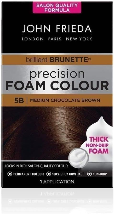 John Frieda Precision Foam Colour 5B, Salon Finish Hair Dye, 100 Percent Grey Coverage, Medium Chocolate Brown, 1 Count (Pack Of 1) : Amazon.co.uk: Beauty
