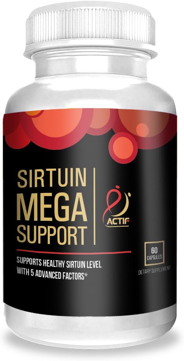 Actif Sirtuin Mega Support With 5 Advanced Factors – Anti-Aging, 100% Natural, Non-Gmo, 60 Count