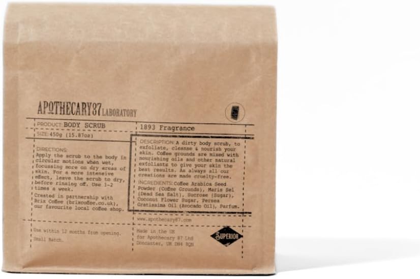 Apothecary 87 Body Scrub | Premium Formulation With Coffee Grounds, Dead Sea Salt & Coconut Flower Sugar | Exfoliating Body & Face Scrub | 400G